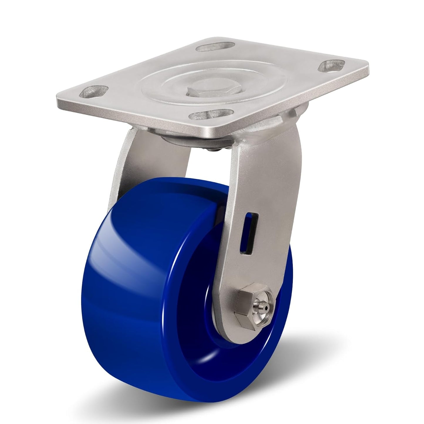 Industrial Brake Caster ,Load Capacity 750 lbs Per Wheel,Heavy-Duty Solid Polyurethane Wheels with Stainless Steel Brackets for Food Processing, Pharmaceutical Labs