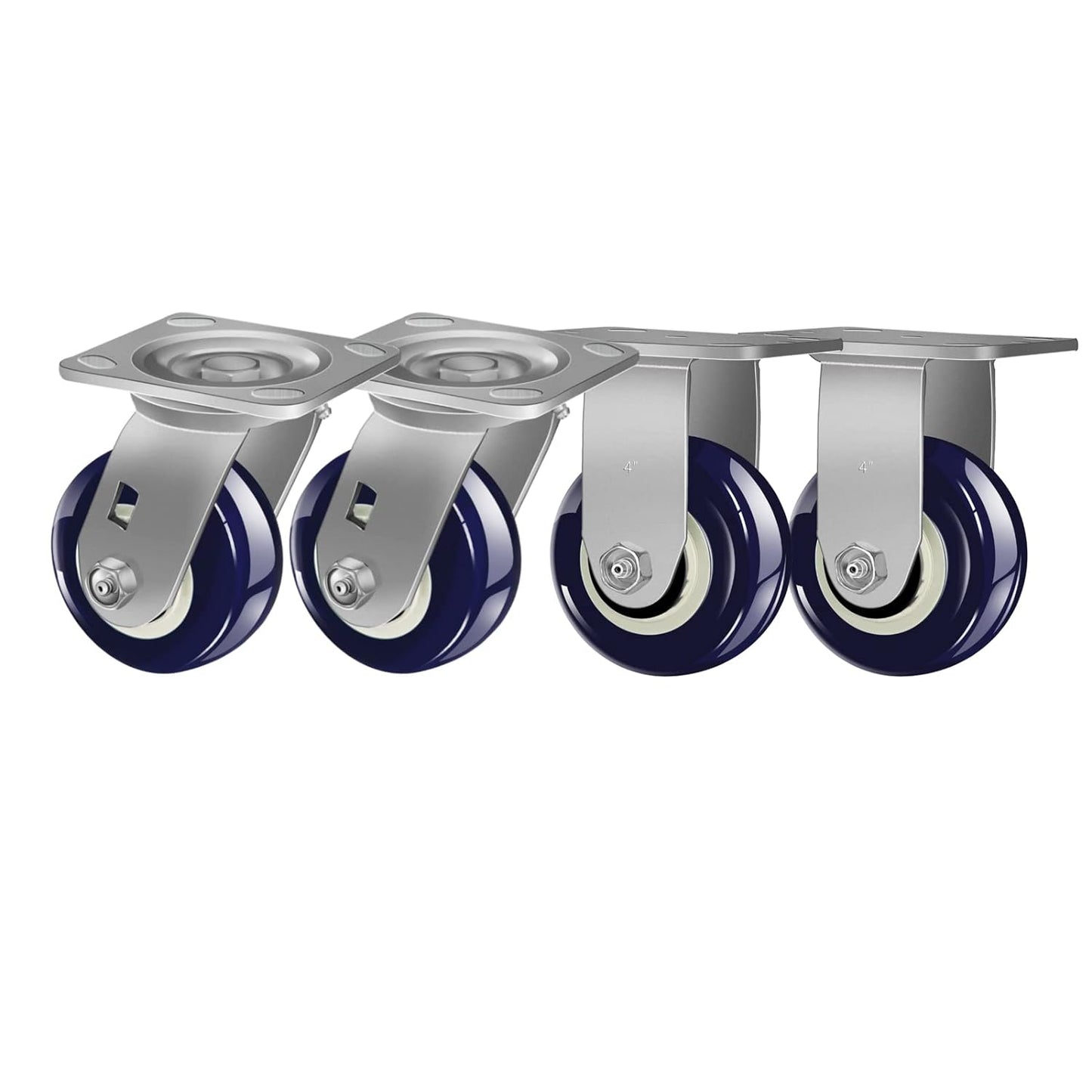 Polyurethane on Polyolefin Casters - Loading Capacity up to 600 LB, Industrial Casters-Heavy Duty, Use for U-Boat Cart, Platform Truck
