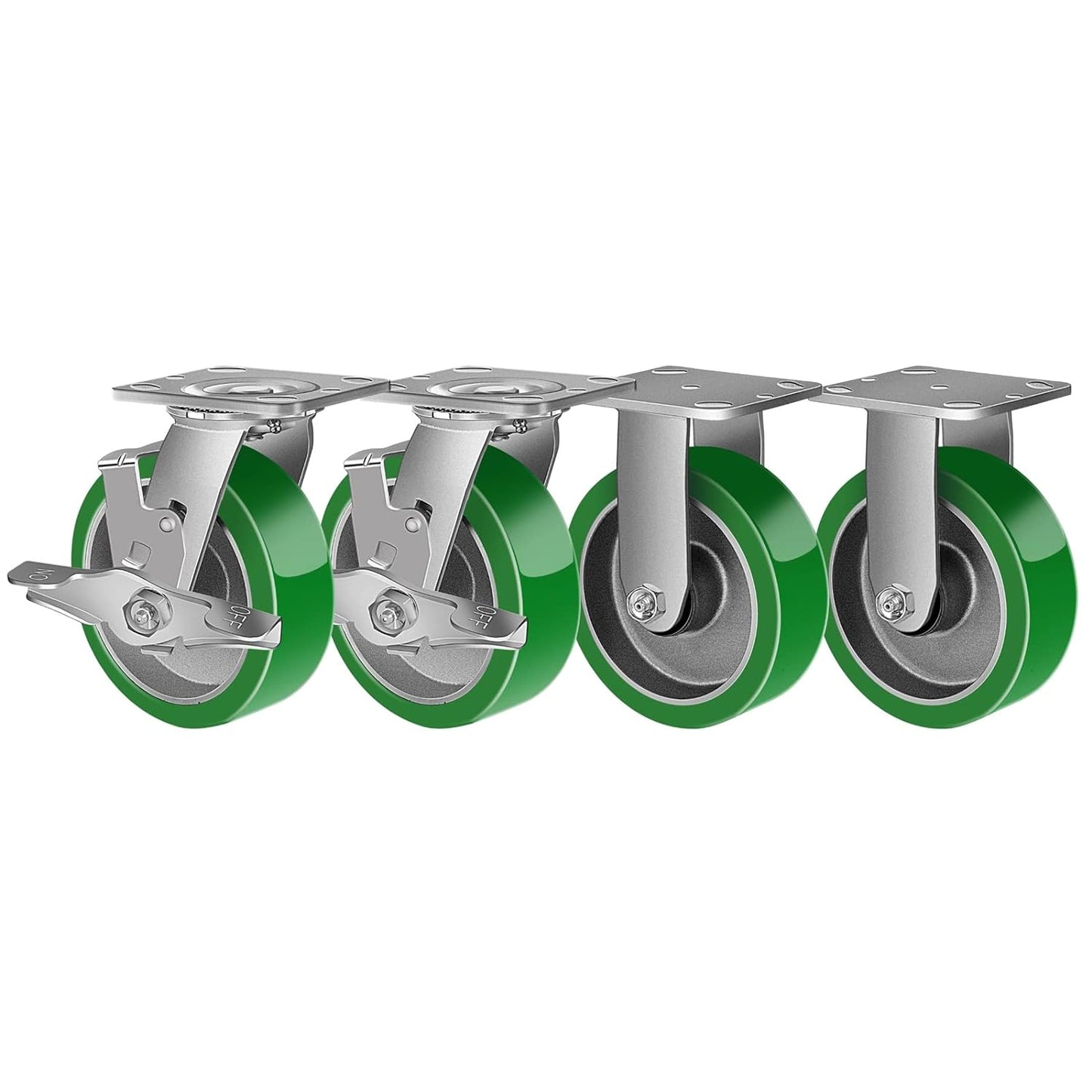 Industrial Casters- Heavy Duty Casters,Polyurethane on Aluminum Casters - Loading Capacity up to 1000LB.Use for Platform Truck,Workbench,Lift Tables
