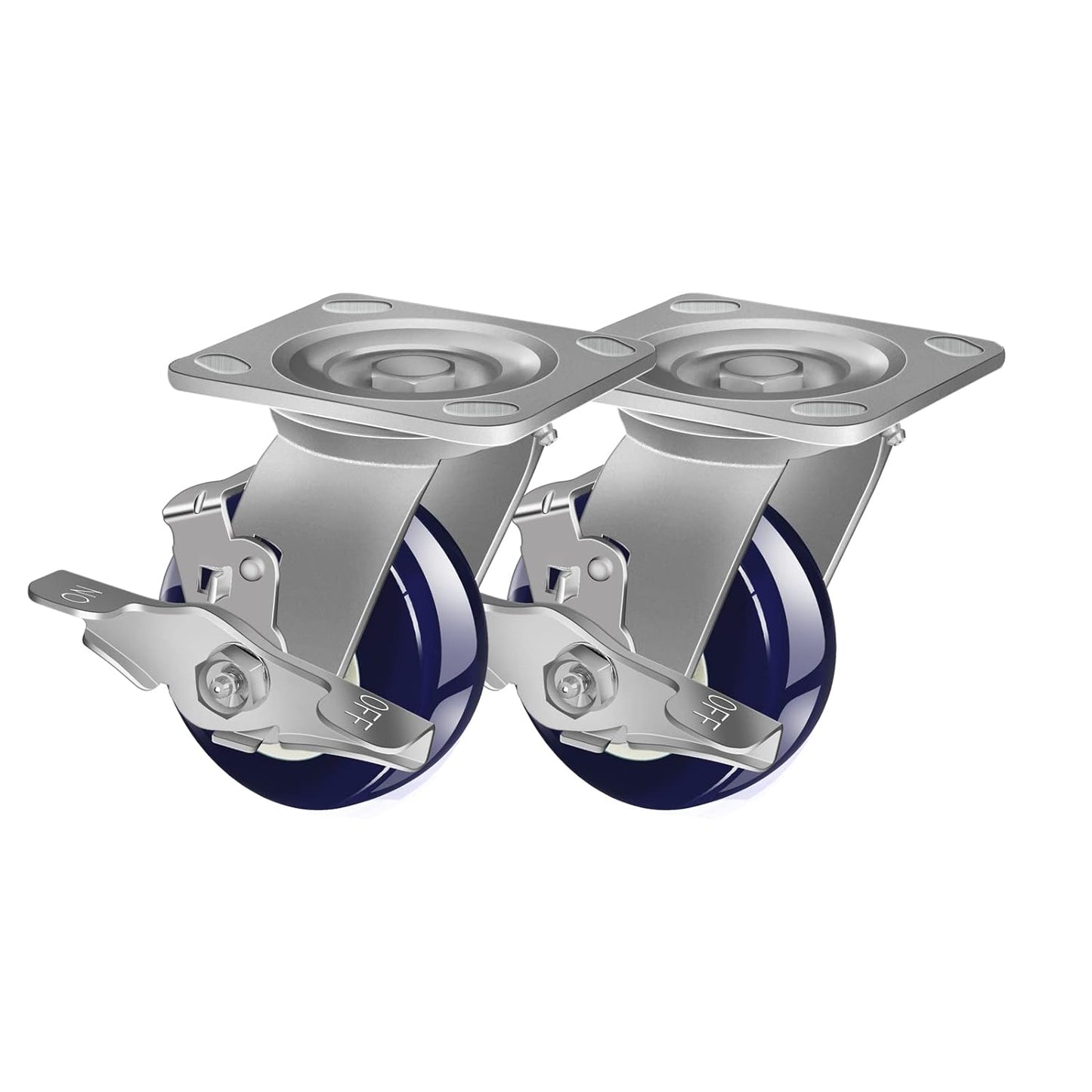 Polyurethane on Polyolefin Casters - Loading Capacity up to 600 LB, Industrial Casters-Heavy Duty, Use for U-Boat Cart, Platform Truck