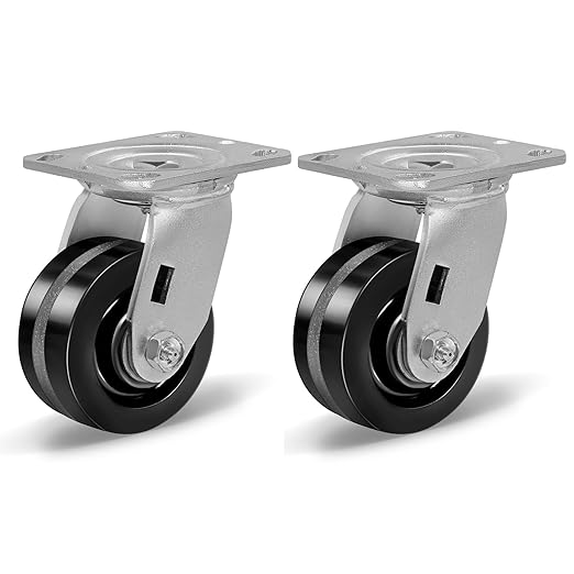 Heavy Duty Industrial Casters, Swivel w/Top Lock Brake, Black Non-Marking Phenolic Wheel, Load Capacity 800 lbs