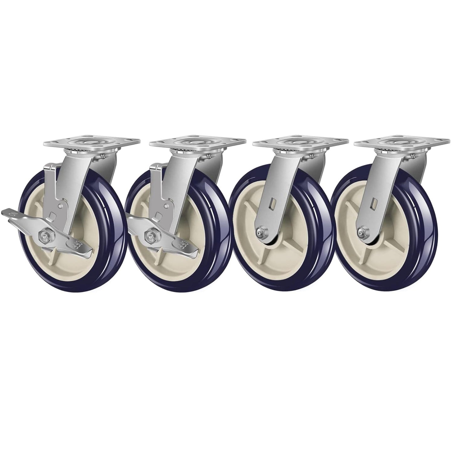 Polyurethane on Polyolefin Casters - Loading Capacity up to 600 LB, Industrial Casters-Heavy Duty, Use for U-Boat Cart, Platform Truck