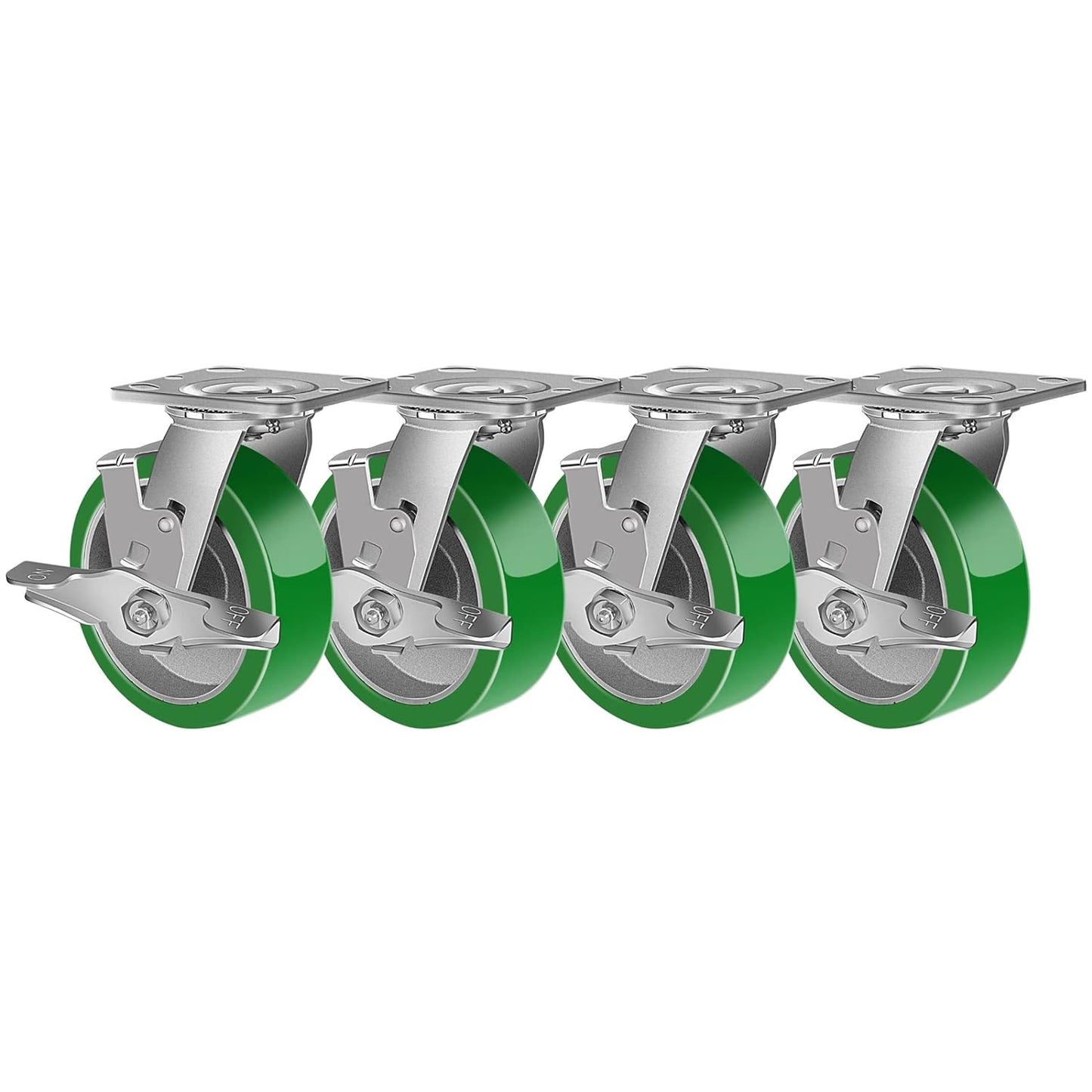 Industrial Casters- Heavy Duty Casters,Polyurethane on Aluminum Casters - Loading Capacity up to 1000LB.Use for Platform Truck,Workbench,Lift Tables