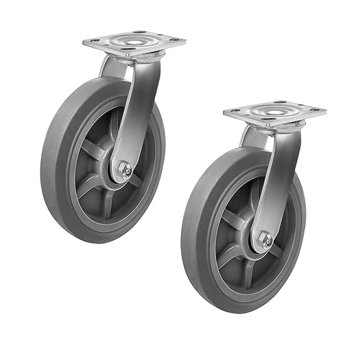 Casters, Swivel Rubber Casters Set of 4 Heavy Duty No Noise Plate Caster Wheels for Furniture Platform Truck Dolly Cart