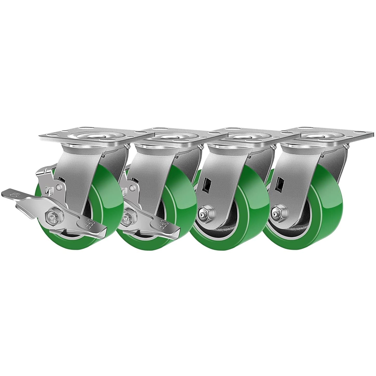 Industrial Casters- Heavy Duty Casters,Polyurethane on Aluminum Casters - Loading Capacity up to 1000LB.Use for Platform Truck,Workbench,Lift Tables