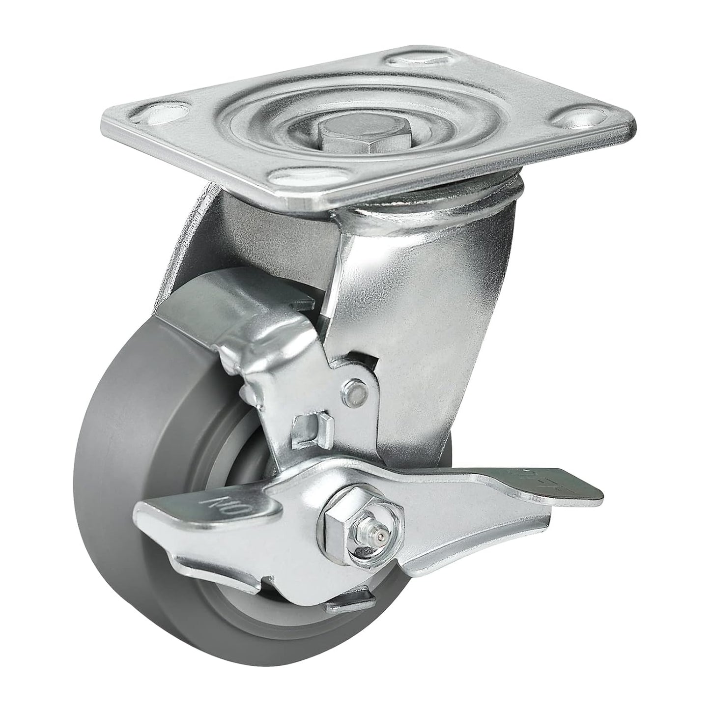Casters, Swivel Rubber Casters Set of 4 Heavy Duty No Noise Plate Caster Wheels for Furniture Platform Truck Dolly Cart