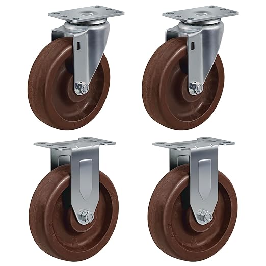 Heavy Duty Casters- Hi Temperature Wheels, Set of 4 with Strong Capacity 2800 LB, Temperature Range:-40F to 525F. Use for Equipment Such as Ovens,Kilns,and Dryers