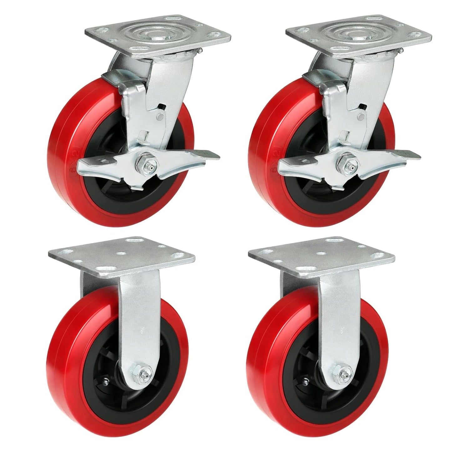Heavy Duty Casters Set of 4 with 1200lbs Capacity, Polyurethane Tread on Polypropylene Core, Widely Used in Platform Trucks, Furniture, WorkBrench, Tool Box