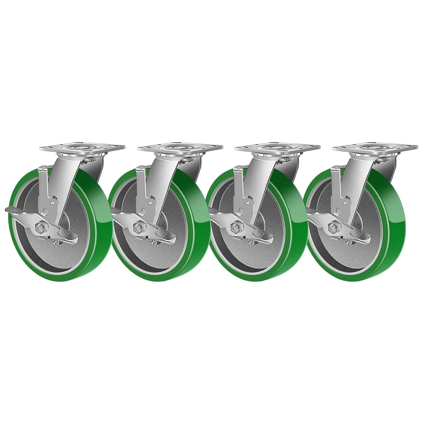Industrial Casters- Heavy Duty Casters,Polyurethane on Aluminum Casters - Loading Capacity up to 1000LB.Use for Platform Truck,Workbench,Lift Tables