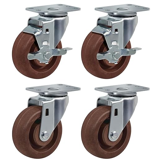 Heavy Duty Casters- Hi Temperature Wheels, Set of 4 with Strong Capacity 2800 LB, Temperature Range:-40F to 525F. Use for Equipment Such as Ovens,Kilns,and Dryers