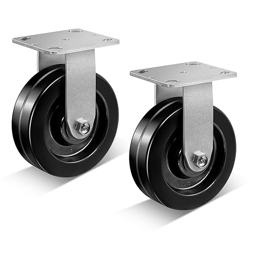 Heavy Duty Industrial Casters, Swivel w/Top Lock Brake, Black Non-Marking Phenolic Wheel, Load Capacity 800 lbs