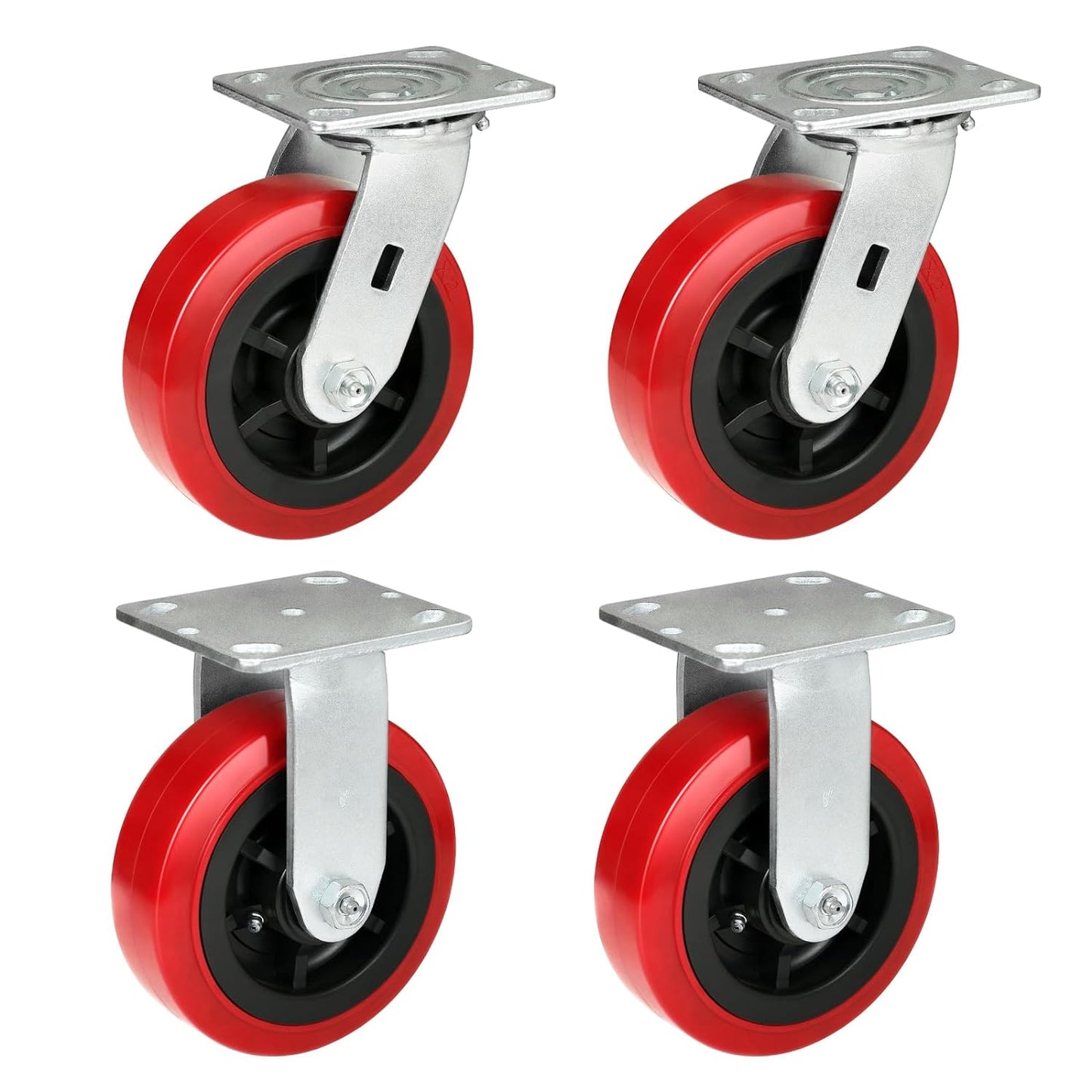 Heavy Duty Casters Set of 4 with 1200lbs Capacity, Polyurethane Tread on Polypropylene Core, Widely Used in Platform Trucks, Furniture, WorkBrench, Tool Box