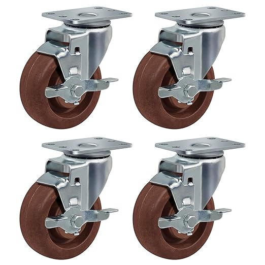 Heavy Duty Casters- Hi Temperature Wheels, Set of 4 with Strong Capacity 2800 LB, Temperature Range:-40F to 525F. Use for Equipment Such as Ovens,Kilns,and Dryers