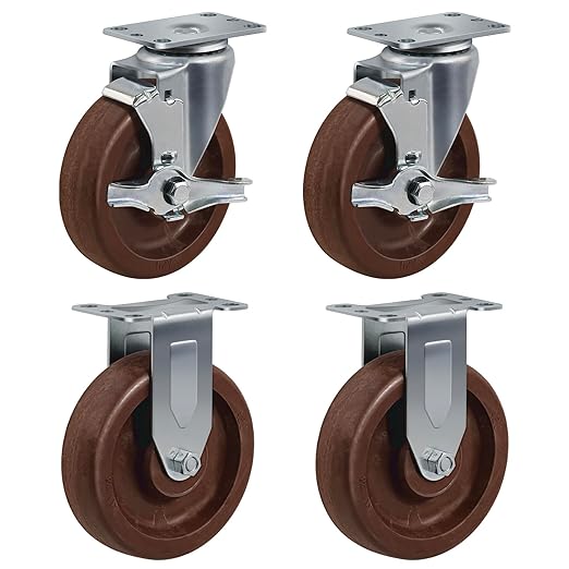 Heavy Duty Casters- Hi Temperature Wheels, Set of 4 with Strong Capacity 2800 LB, Temperature Range:-40F to 525F. Use for Equipment Such as Ovens,Kilns,and Dryers