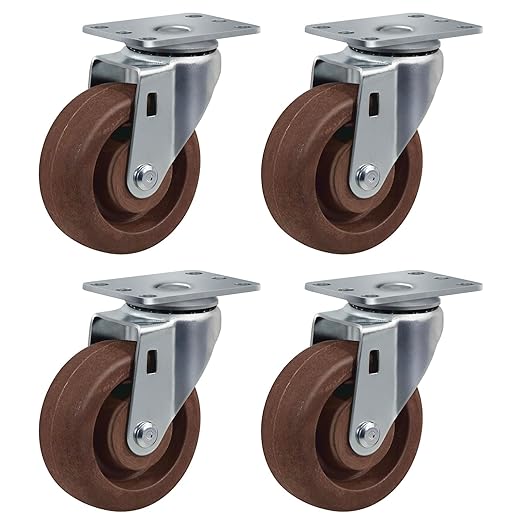 Heavy Duty Casters- Hi Temperature Wheels, Set of 4 with Strong Capacity 2800 LB, Temperature Range:-40F to 525F. Use for Equipment Such as Ovens,Kilns,and Dryers