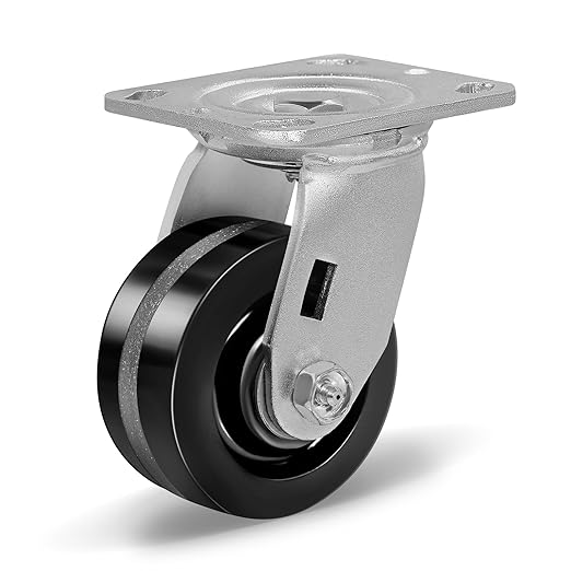 Heavy Duty Industrial Casters, Swivel w/Top Lock Brake, Black Non-Marking Phenolic Wheel, Load Capacity 800 lbs
