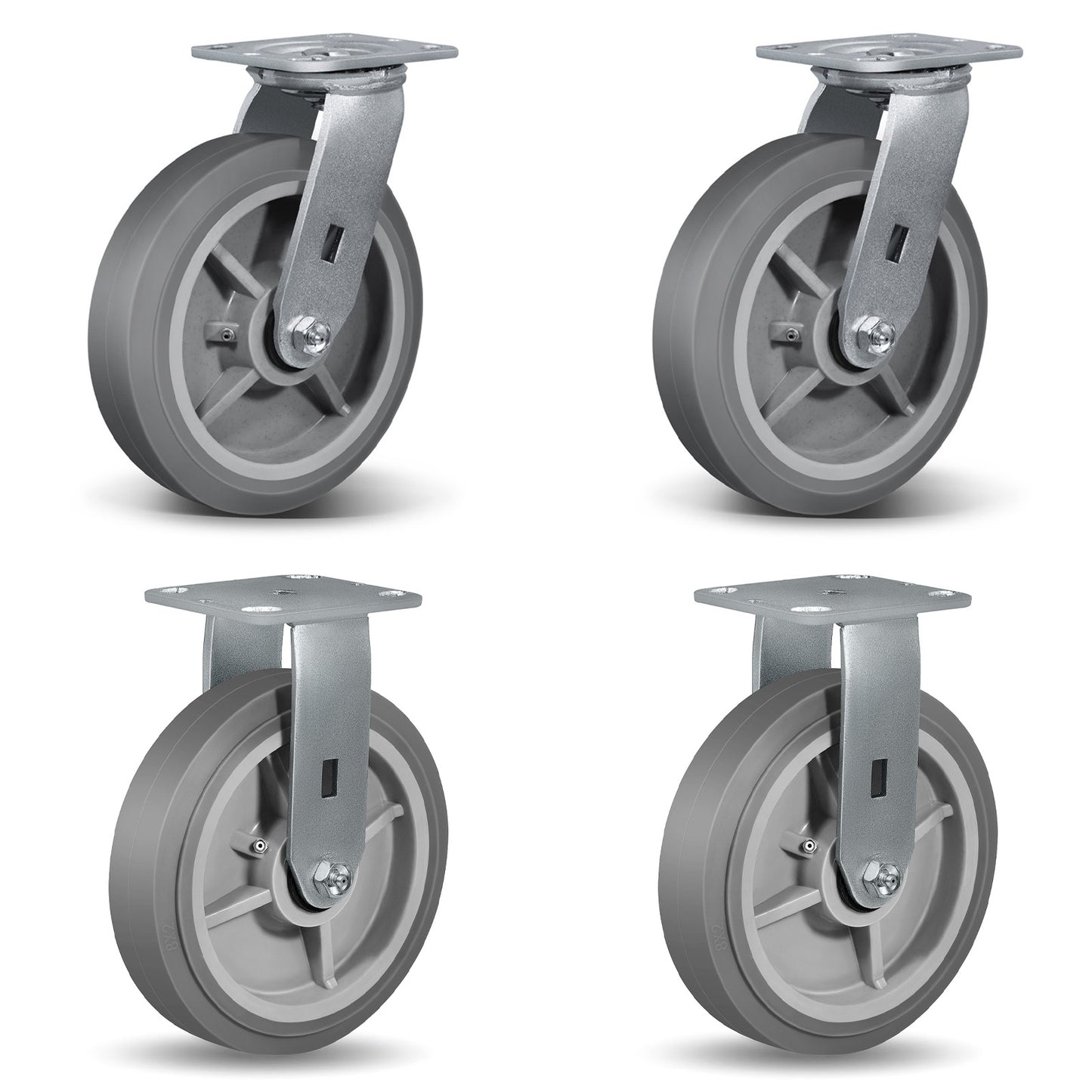 Casters, Swivel Rubber Casters Set of 4 Heavy Duty No Noise Plate Caster Wheels for Furniture Platform Truck Dolly Cart