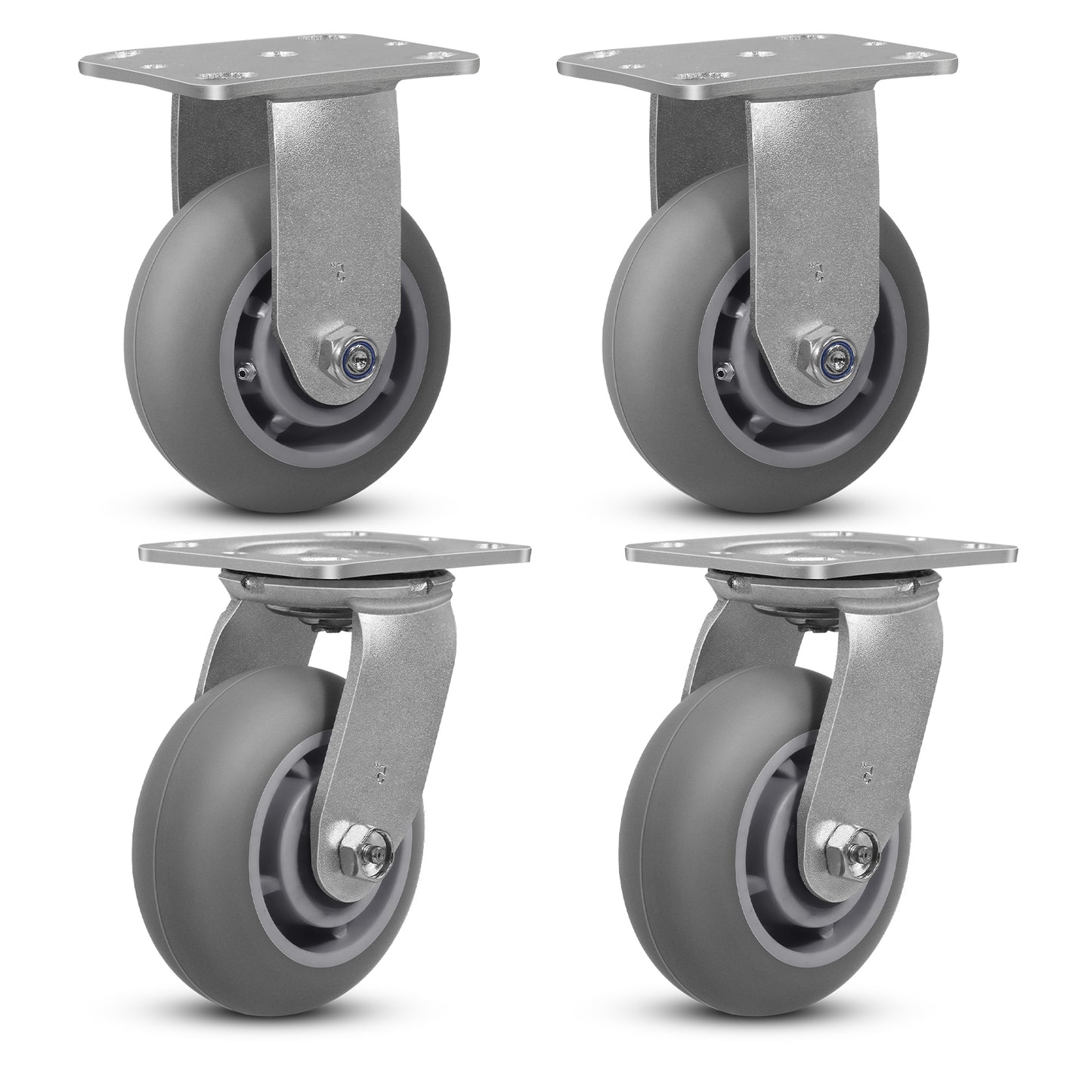 Thermoplastic Rubber Wheels(Crown Tread) -Heavy Duty Caster Wheels for Furniture Platform Trucks Workbench Total 2000 LB Capacity