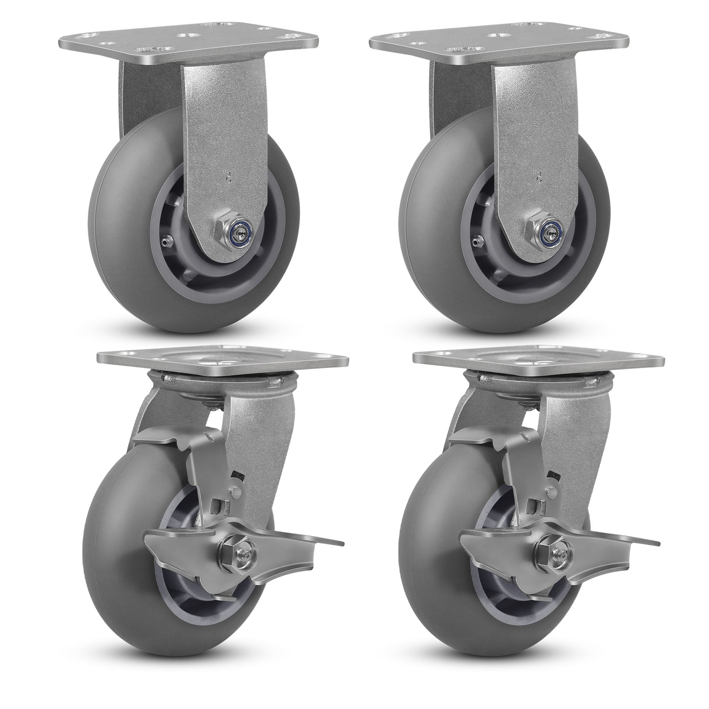 Thermoplastic Rubber Wheels(Crown Tread) -Heavy Duty Caster Wheels for Furniture Platform Trucks Workbench Total 2000 LB Capacity