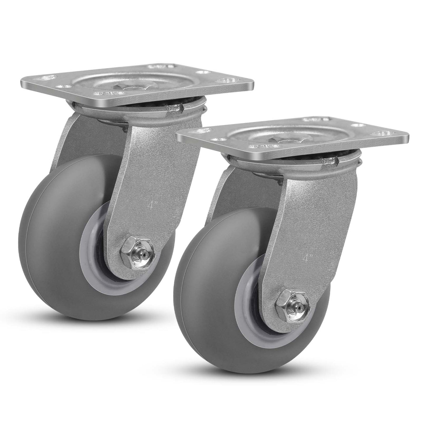 Thermoplastic Rubber Wheels(Crown Tread) -Heavy Duty Caster Wheels for Furniture Platform Trucks Workbench Total 2000 LB Capacity
