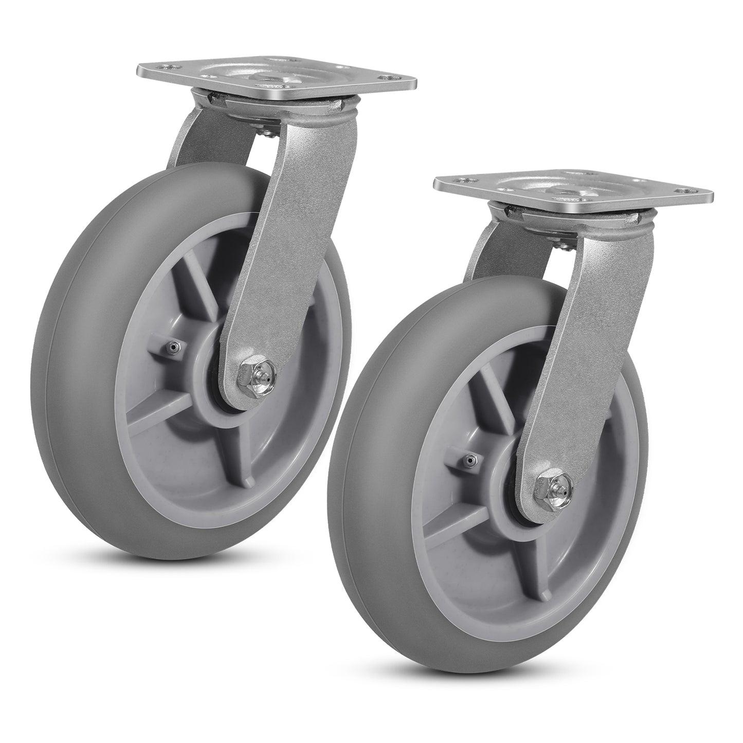 Thermoplastic Rubber Wheels(Crown Tread) -Heavy Duty Caster Wheels for Furniture Platform Trucks Workbench Total 2000 LB Capacity