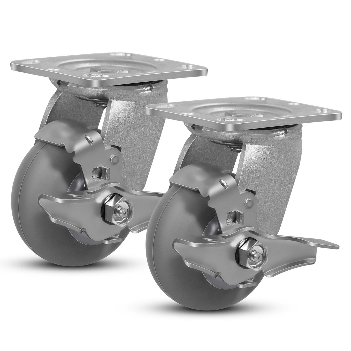 Thermoplastic Rubber Wheels(Crown Tread) -Heavy Duty Caster Wheels for Furniture Platform Trucks Workbench Total 2000 LB Capacity