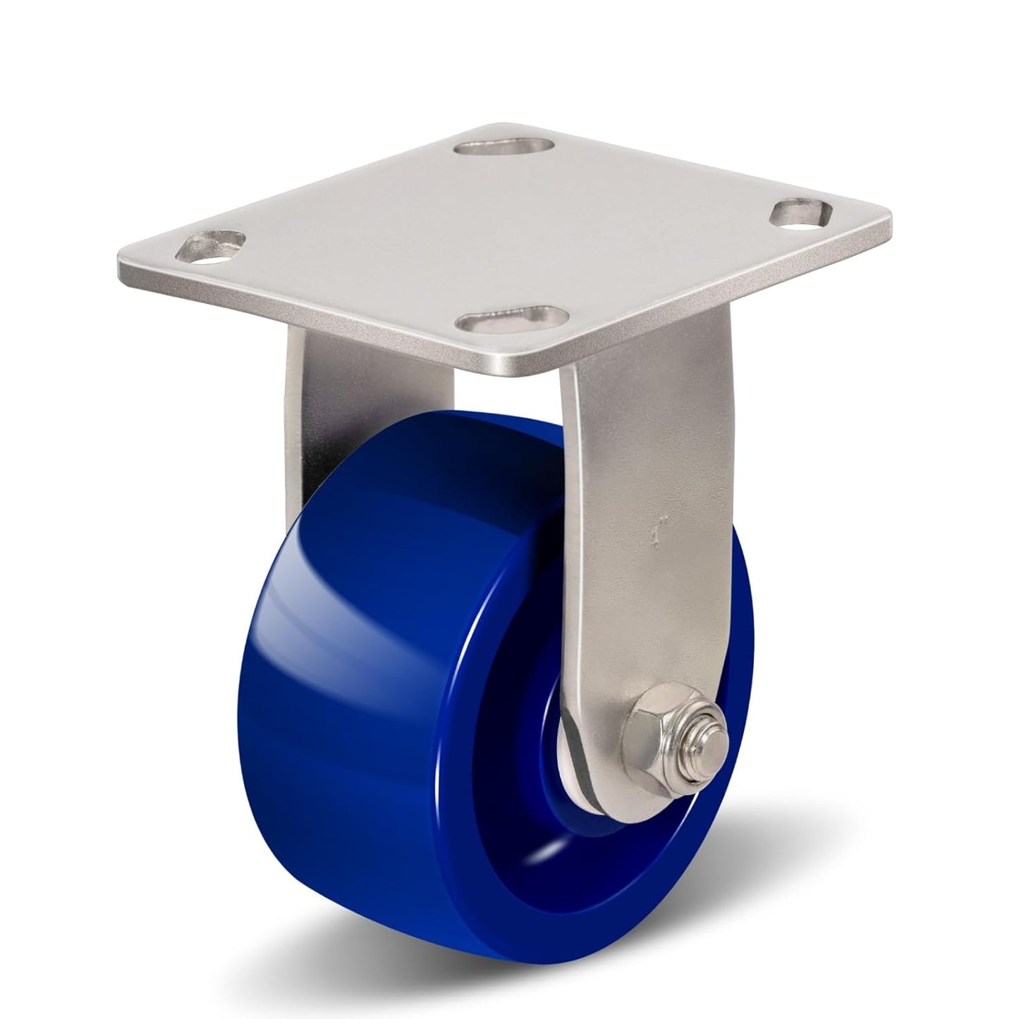 Industrial Brake Caster ，Load Capacity 750 lbs Per Wheel，Heavy-Duty Solid Polyurethane Wheels with Stainless Steel Brackets for Food Processing, Pharmaceutical Labs