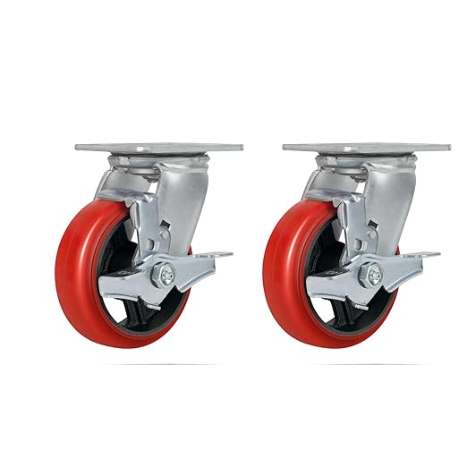 Polyurethane Crowned Tread Cast lron Swivel/Rigid/Brake Top Plate Caster w/ Roller Bearing