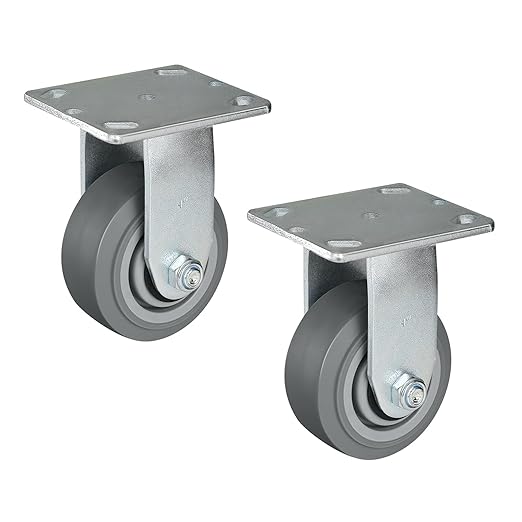 Casters, Swivel Rubber Casters Set of 4 Heavy Duty No Noise Plate Caster Wheels for Furniture Platform Truck Dolly Cart