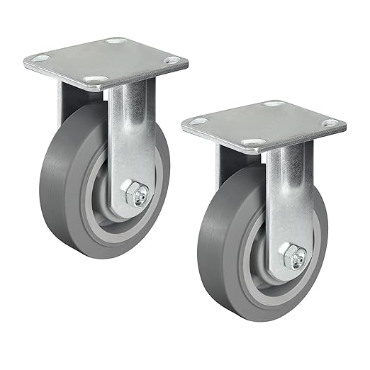 Casters, Swivel Rubber Casters Set of 4 Heavy Duty No Noise Plate Caster Wheels for Furniture Platform Truck Dolly Cart