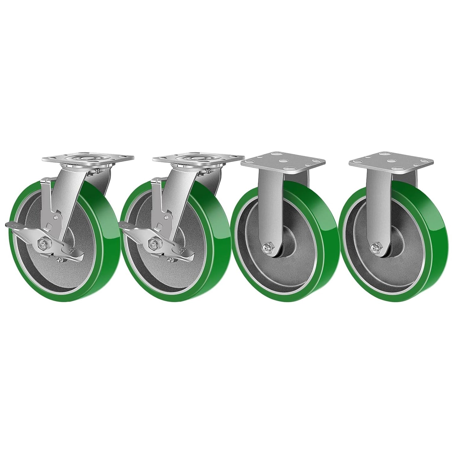 Industrial Casters- Heavy Duty Casters,Polyurethane on Aluminum Casters - Loading Capacity up to 1000LB.Use for Platform Truck,Workbench,Lift Tables