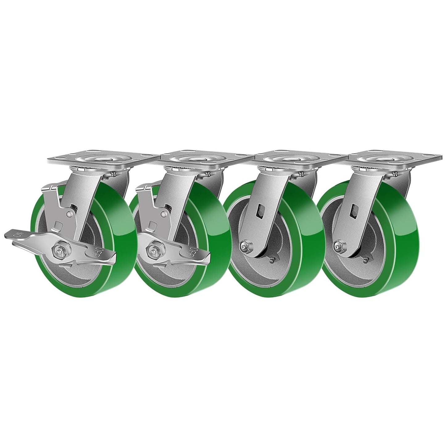 Industrial Casters- Heavy Duty Casters,Polyurethane on Aluminum Casters - Loading Capacity up to 1000LB.Use for Platform Truck,Workbench,Lift Tables