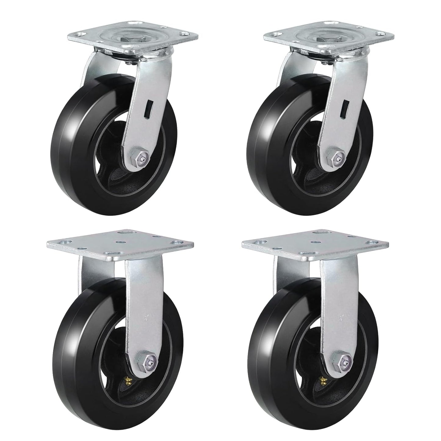 Rubber-Cast Iron Caster Wheels 700 lb Capacity for Heavy-Duty Mobility