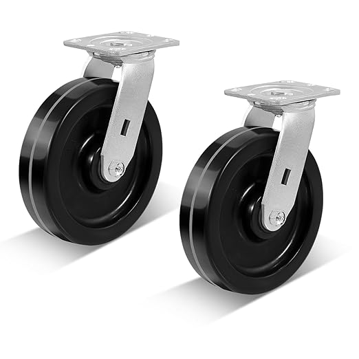 Heavy Duty Industrial Casters, Swivel w/Top Lock Brake, Black Non-Marking Phenolic Wheel, Load Capacity 800 lbs