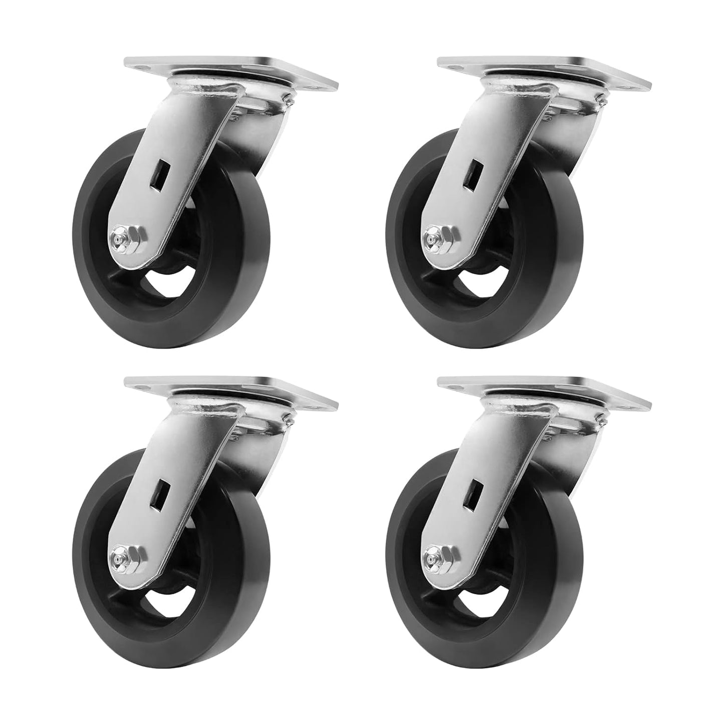 Rubber-Cast Iron Caster Wheels 700 lb Capacity for Heavy-Duty Mobility