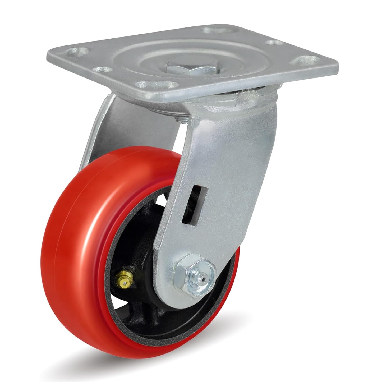 Polyurethane Crowned Tread Cast lron Swivel/Rigid/Brake Top Plate Caster w/ Roller Bearing