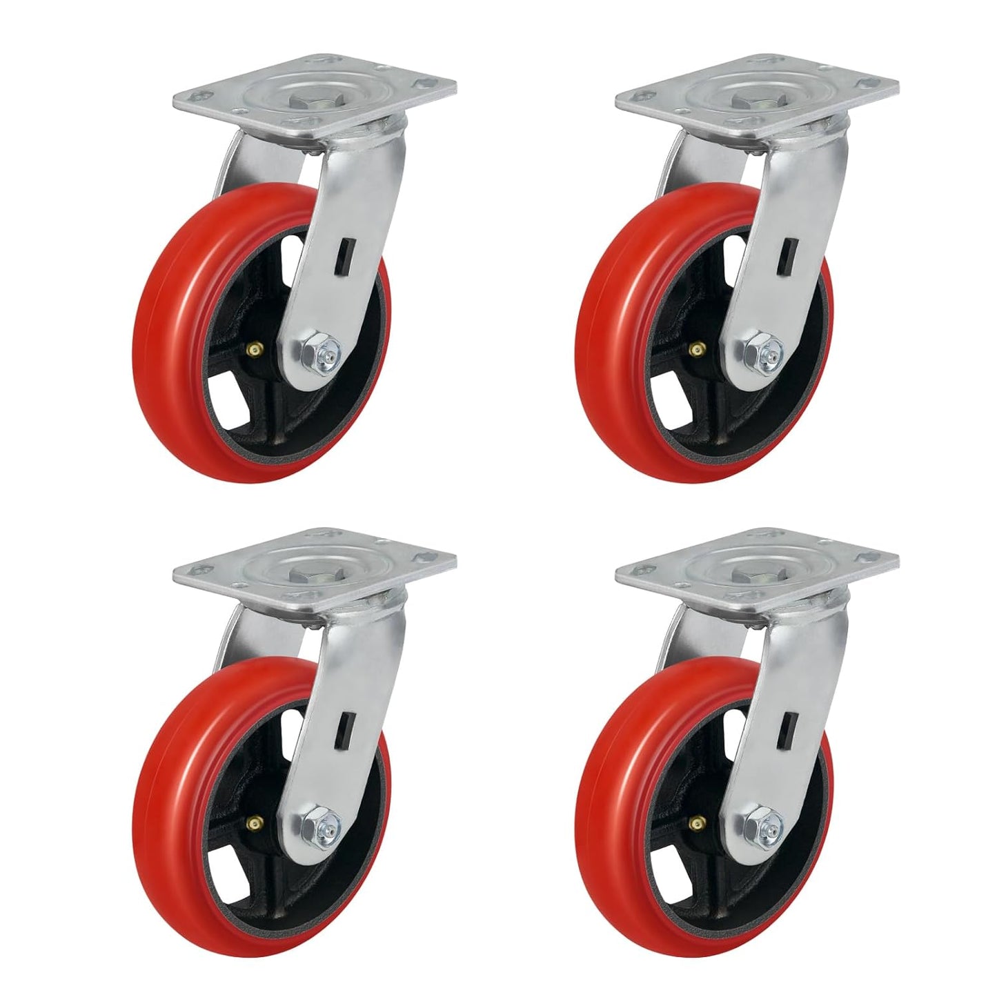 Polyurethane Crowned Tread Cast lron Swivel/Rigid/Brake Top Plate Caster w/ Roller Bearing