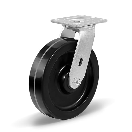 Heavy Duty Industrial Casters, Swivel w/Top Lock Brake, Black Non-Marking Phenolic Wheel, Load Capacity 800 lbs