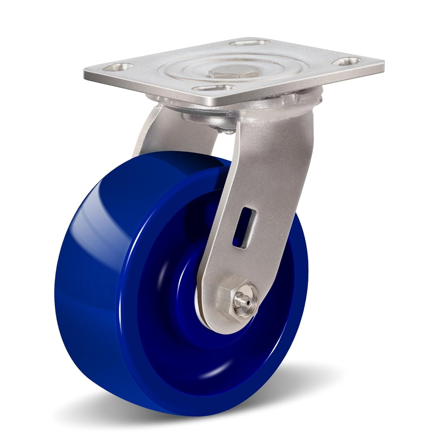 Industrial Brake Caster ，Load Capacity 750 lbs Per Wheel，Heavy-Duty Solid Polyurethane Wheels with Stainless Steel Brackets for Food Processing, Pharmaceutical Labs