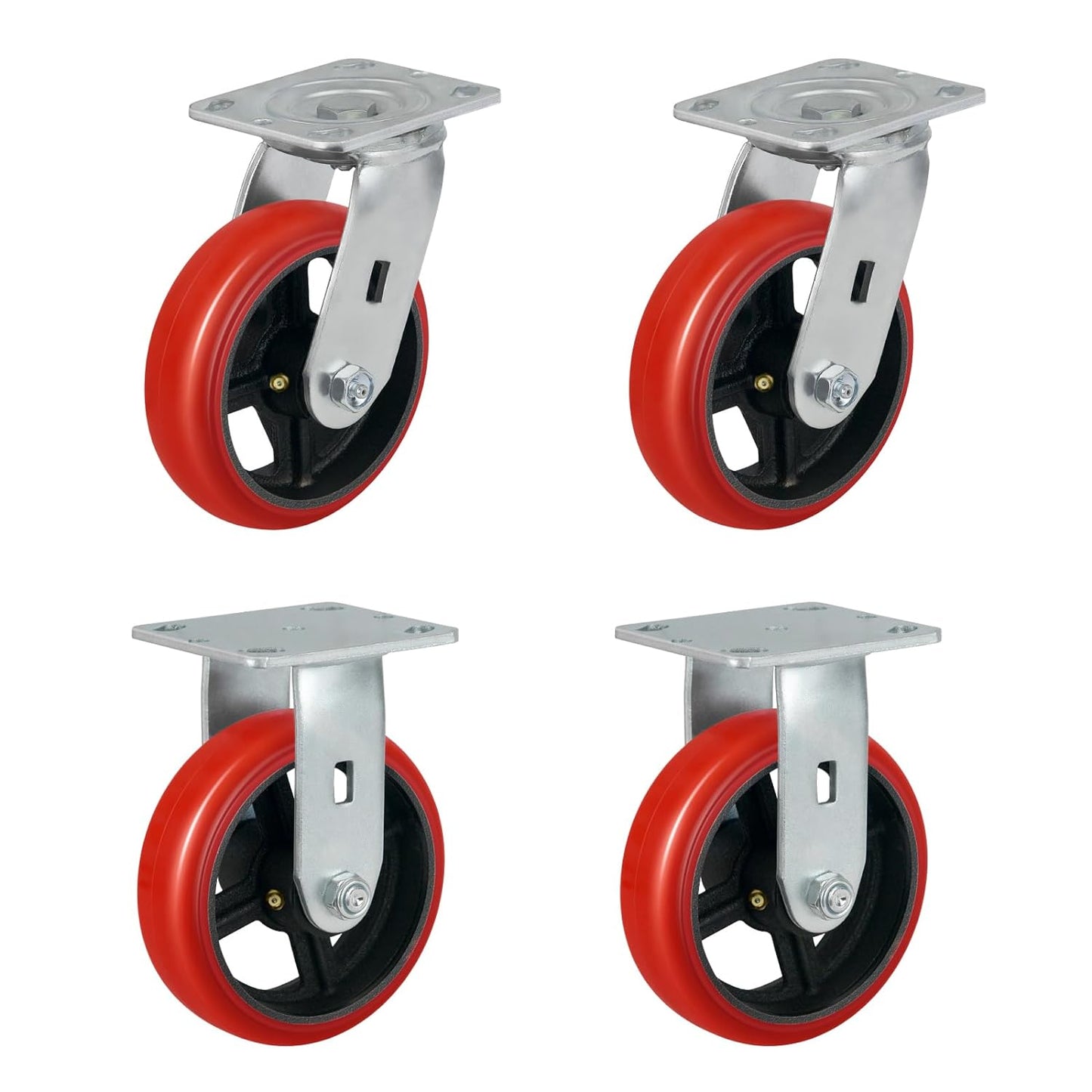 Polyurethane Crowned Tread Cast lron Swivel/Rigid/Brake Top Plate Caster w/ Roller Bearing