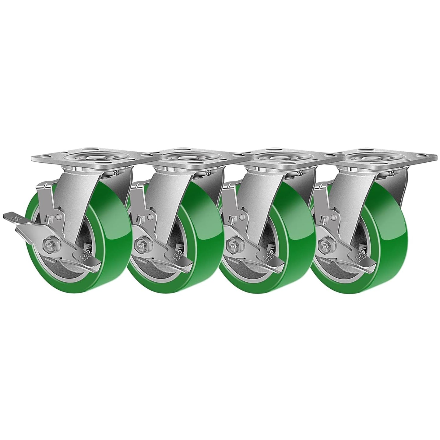 Industrial Casters- Heavy Duty Casters,Polyurethane on Aluminum Casters - Loading Capacity up to 1000LB.Use for Platform Truck,Workbench,Lift Tables