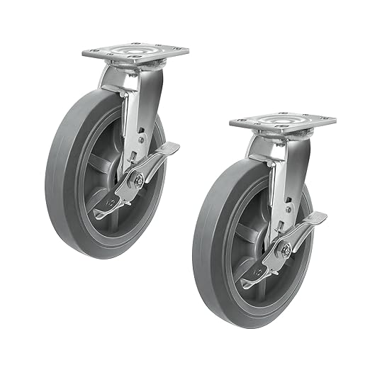 Casters, Swivel Rubber Casters Set of 4 Heavy Duty No Noise Plate Caster Wheels for Furniture Platform Truck Dolly Cart