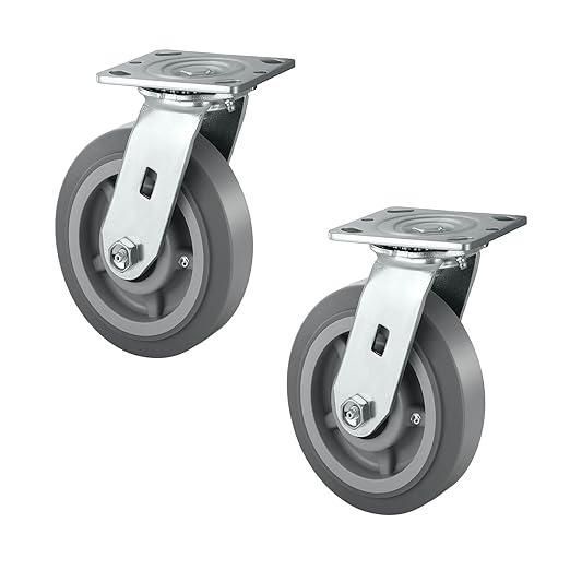 Casters, Swivel Rubber Casters Set of 4 Heavy Duty No Noise Plate Caster Wheels for Furniture Platform Truck Dolly Cart