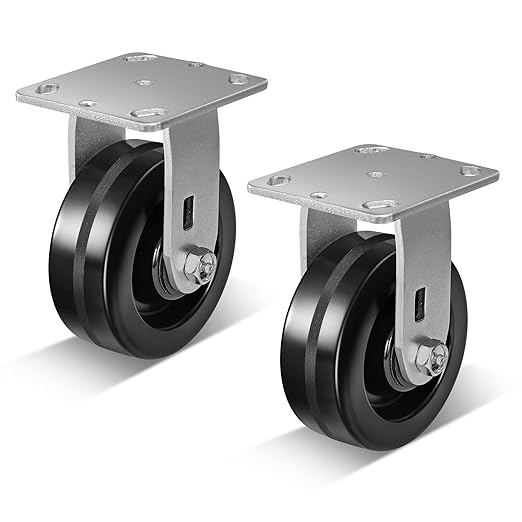 Heavy Duty Industrial Casters, Swivel w/Top Lock Brake, Black Non-Marking Phenolic Wheel, Load Capacity 800 lbs