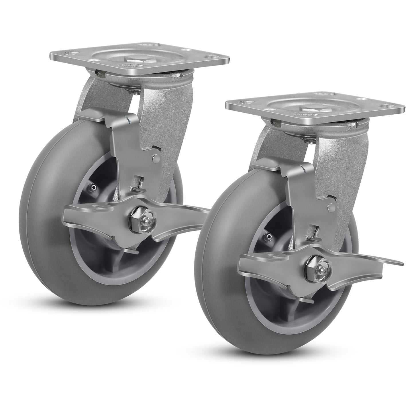 Thermoplastic Rubber Wheels(Crown Tread) -Heavy Duty Caster Wheels for Furniture Platform Trucks Workbench Total 2000 LB Capacity