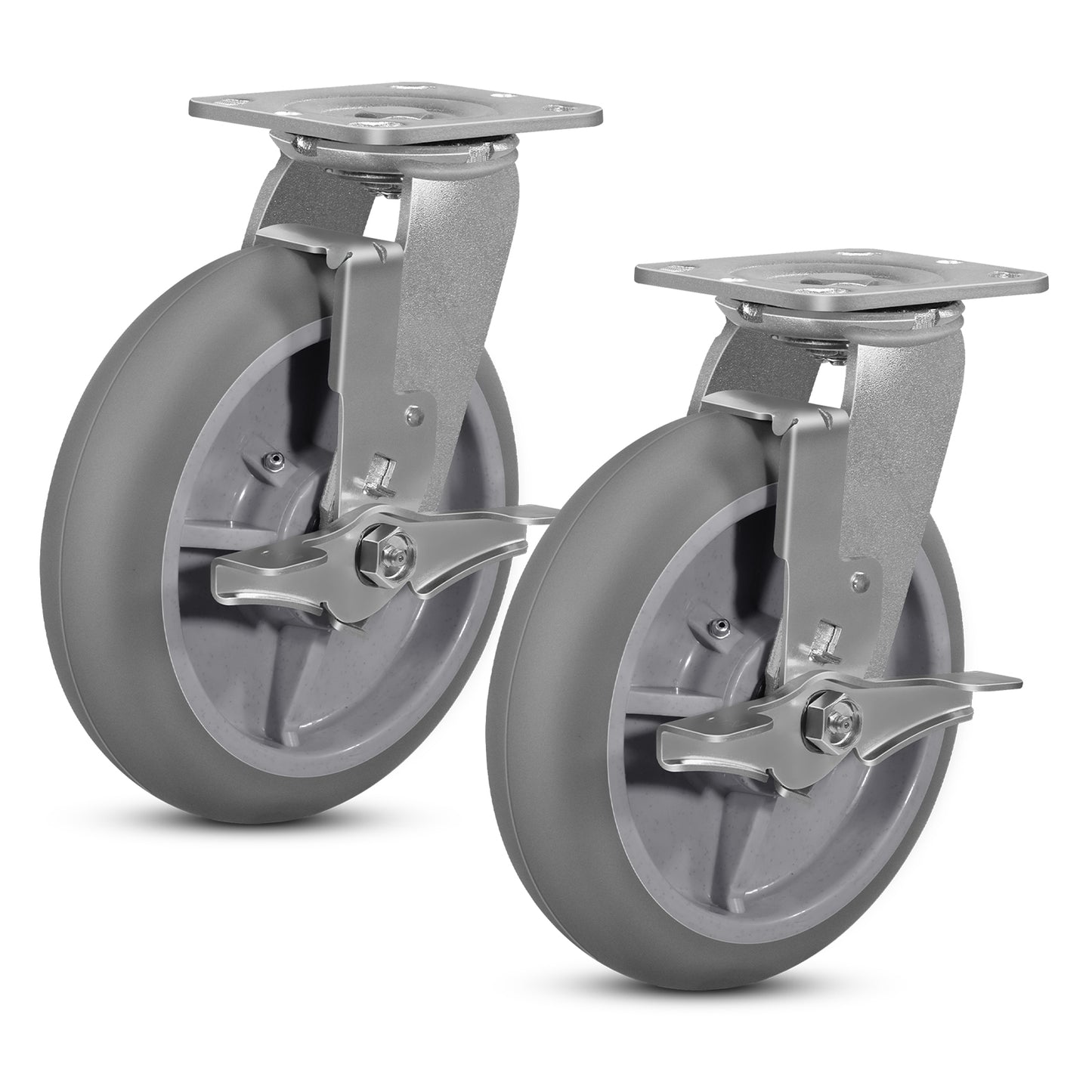Thermoplastic Rubber Wheels(Crown Tread) -Heavy Duty Caster Wheels for Furniture Platform Trucks Workbench Total 2000 LB Capacity
