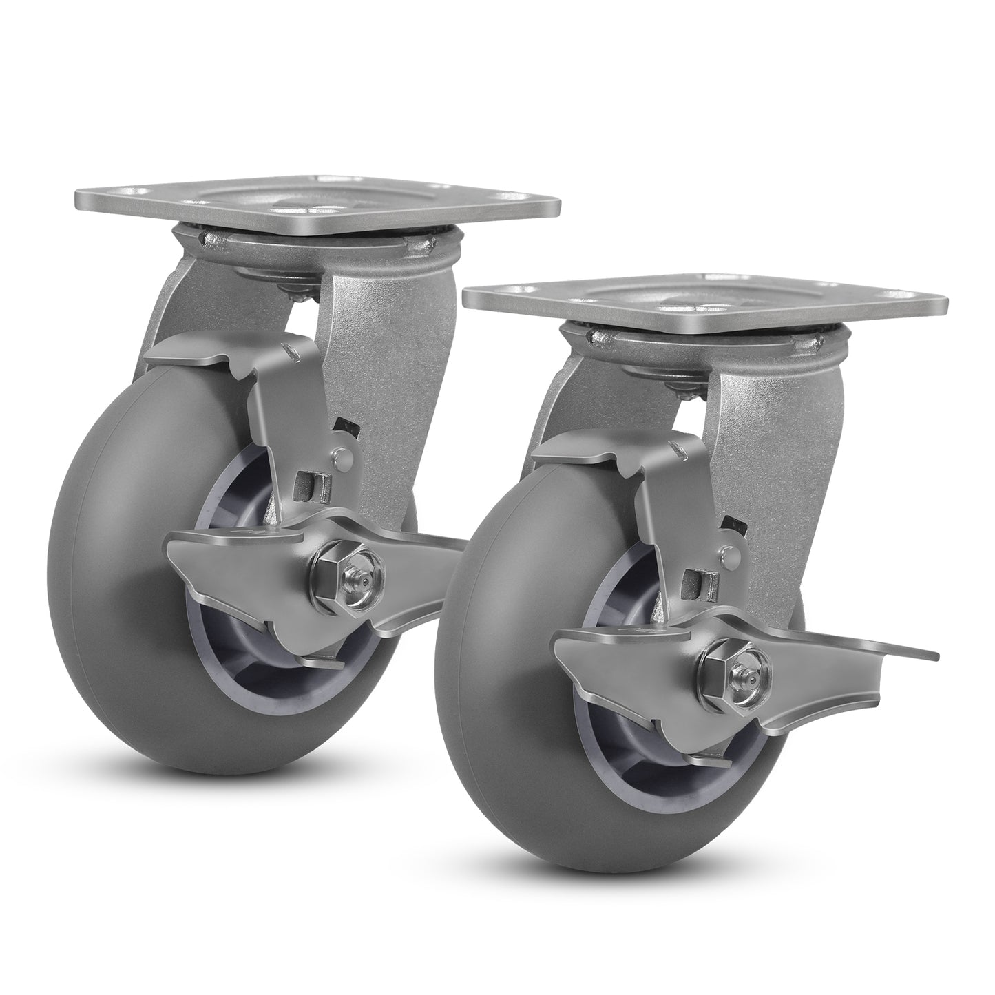Thermoplastic Rubber Wheels(Crown Tread) -Heavy Duty Caster Wheels for Furniture Platform Trucks Workbench Total 2000 LB Capacity