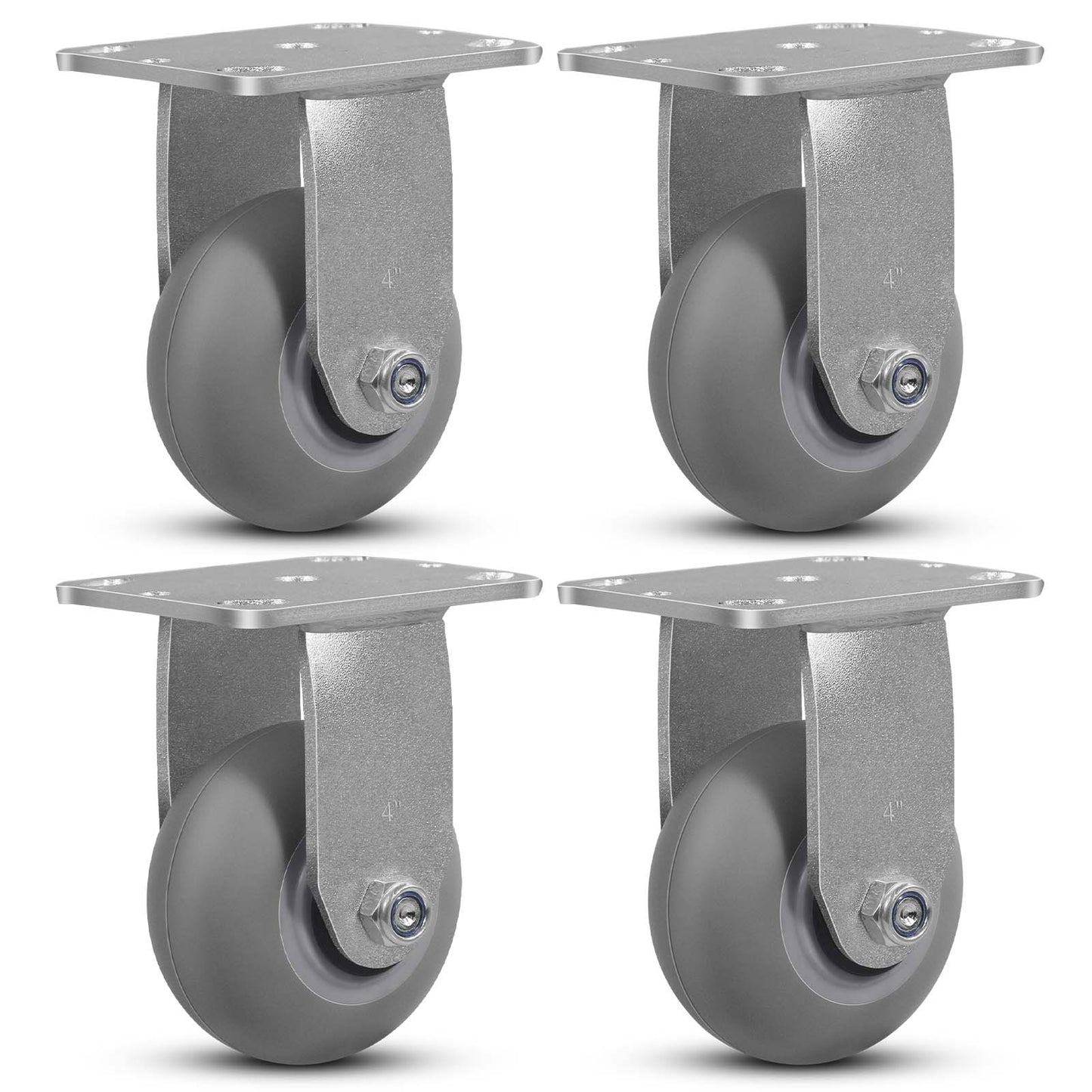 Thermoplastic Rubber Wheels(Crown Tread) -Heavy Duty Caster Wheels for Furniture Platform Trucks Workbench Total 2000 LB Capacity