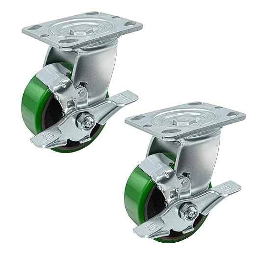 Polyurethane Wheel Swivel Casters,Rigid, Break, Industrial Load Capacity 4800lbs