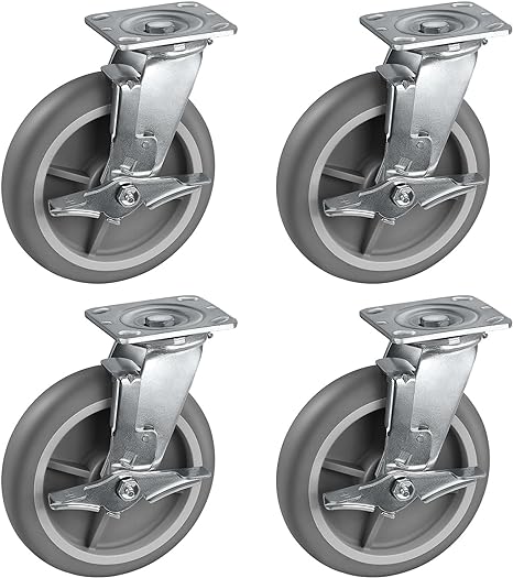 Thermoplastic Rubber Wheels(Crown Tread) -Heavy Duty Caster Wheels for Furniture Platform Trucks Workbench Total 2000 LB Capacity